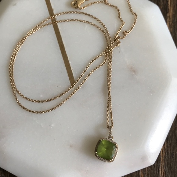 Peridot pendant and earring set in 14 K gold - Picture 5 of 5